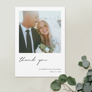 Simple Modern Handwriting Photo Wedding  Thank You Card
