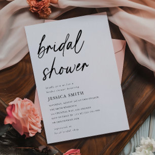 Simple Modern Handwritten Script Bridal Shower Invitation