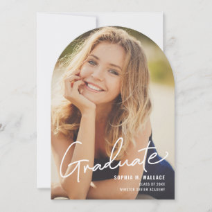 Simple Modern Handwritten Script Graduate Photo Invitation