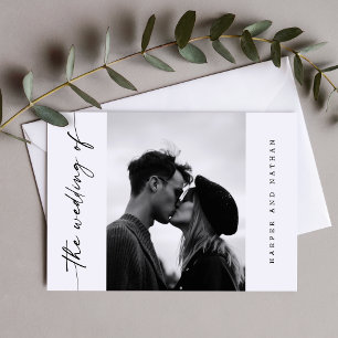 Simple Modern Handwritten Script Photo Wedding Thank You Card
