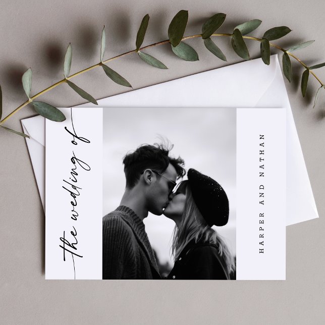 Simple Modern Handwritten Script Photo Wedding Thank You Card (Creator Uploaded)