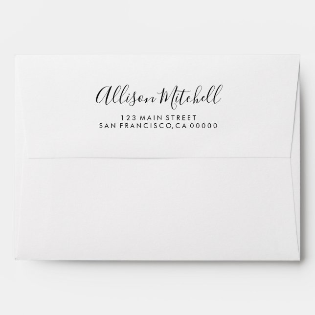 Simple Modern Handwritten Script Return Address Envelope (Back (Top Flap))