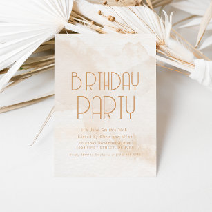 Simple Modern Happy Birthday Beige Party Invite