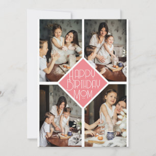 Simple Modern happy birthday mum photo collage Holiday Card