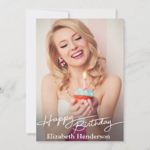 Simple Modern Happy Birthday Photo Card