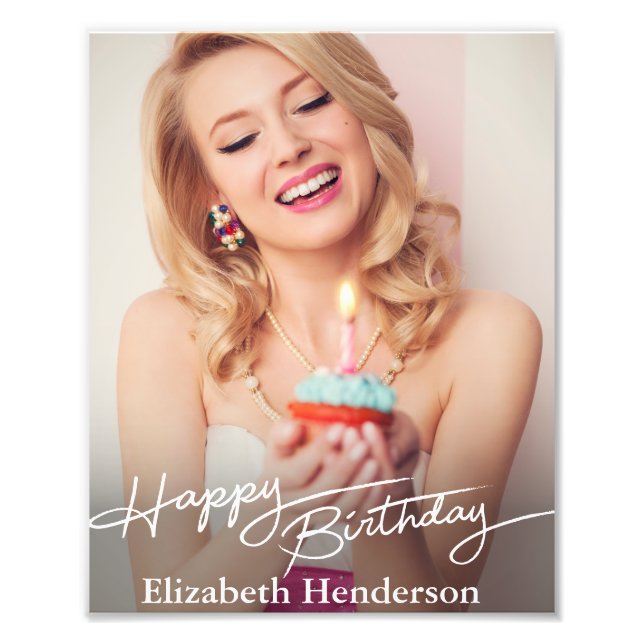 Simple Modern Happy Birthday Photo Print (Front)