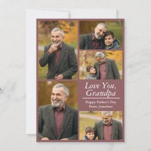 Simple Modern Happy Fathers Day Grandpa photo Holiday Card