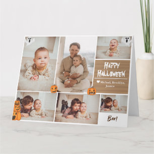 Simple Modern Happy Halloween photo family collage Card