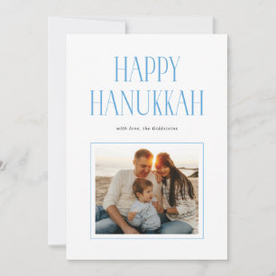 Simple Modern Happy Hanukkah Typography Photo Holiday Card