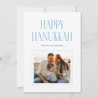 Simple Modern Happy Hanukkah Typography Photo Holiday Card