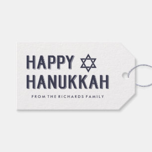 Simple Modern Happy Hanukkah with Star of David Gift Tags
