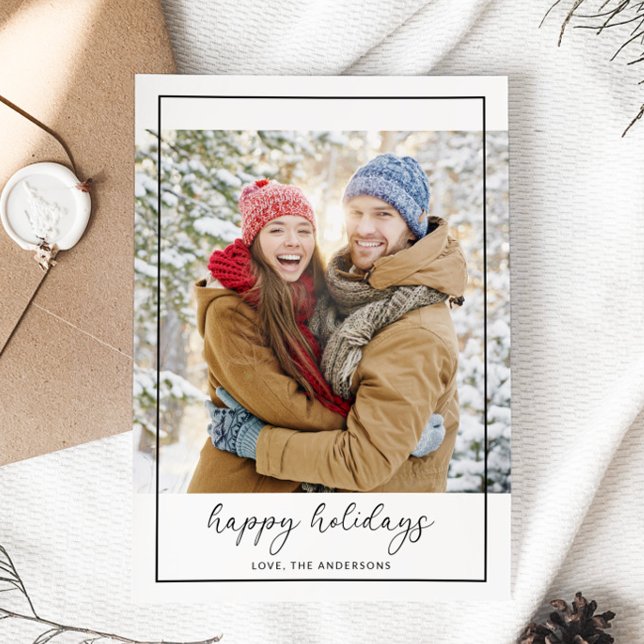 Simple Modern Happy Holidays Photo Card (Creator Uploaded)