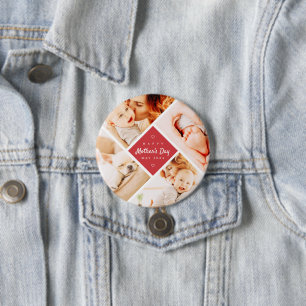 Simple Modern Happy Mother's Day Custom Photo 7.5 Cm Round Badge