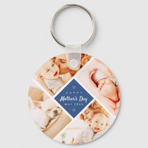 Simple Modern Happy Mother's Day Custom Photo Key Ring