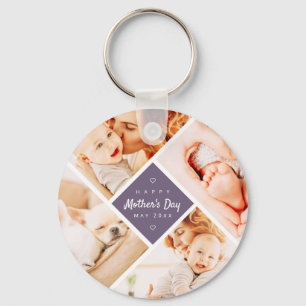 Simple Modern Happy Mother's Day Custom Photo Key Ring