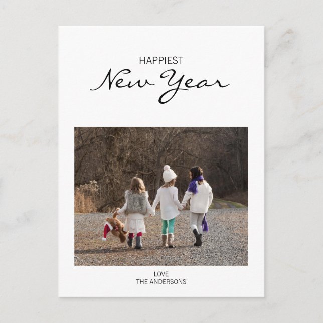 Simple Modern Happy New Year Photo Postcard (Front)