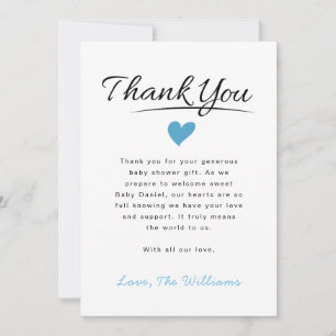 Simple Modern Heart Baby Shower Thank You Card