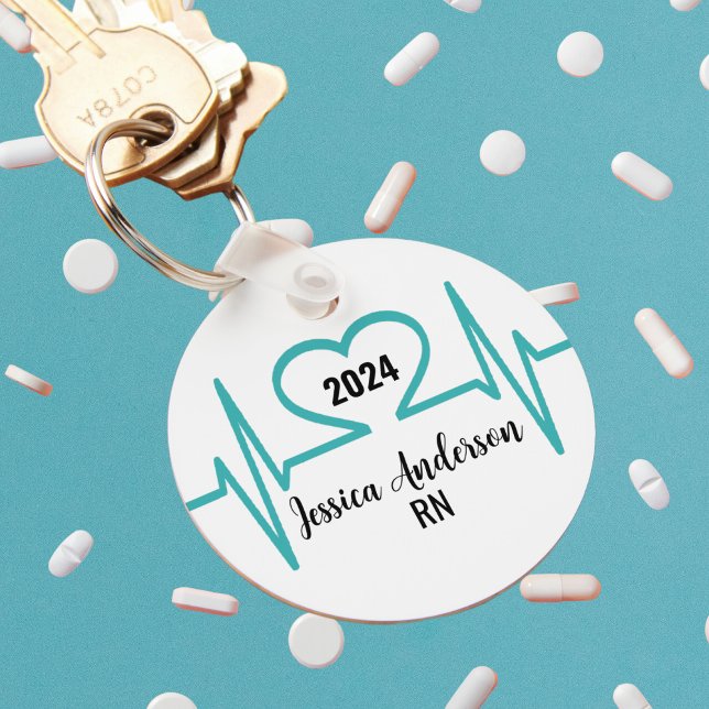 Simple Modern Heart Beat Doctor Nurse Medical Key Ring (Simple Modern Heart Beat Nurse Medical Graduation keychain)