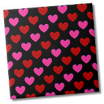 Simple Modern Heart Pattern Tile<br><div class="desc">Cute Bright Modern Black Pink Red Heart Pattern Ceramic Tile. Super sweet little print featuring red and pink hearts. Perfect for a cute print or of course Valentine’s Day! Choose the background colour to suit your needs! Whether you want to use this tile as a little coaster or trivet for...</div>
