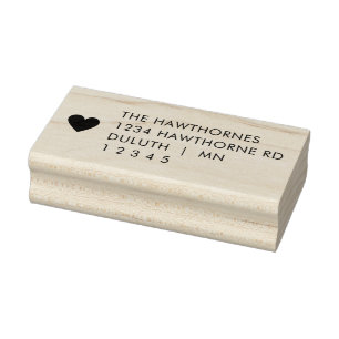 Simple Modern Heart Return Address  Rubber Stamp
