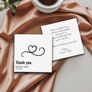 Simple Modern Heart Wedding Thank You Card Note