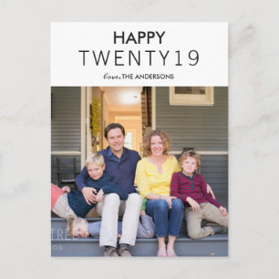 Simple Modern Hello Happy New Year Photo Postcard