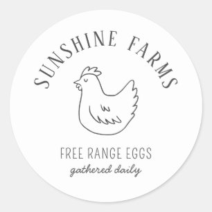 Simple Modern Hen Farm Fresh Eggs Classic Round Sticker