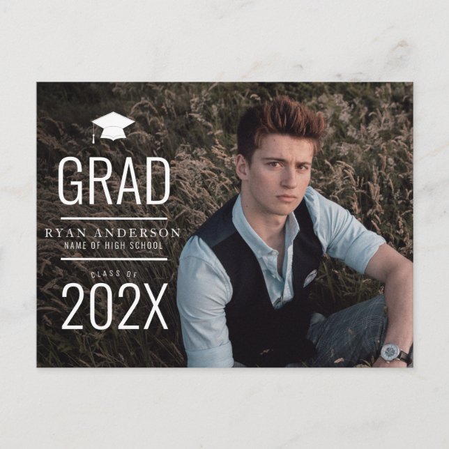 simple modern high school graduation announcement postcard (Front)