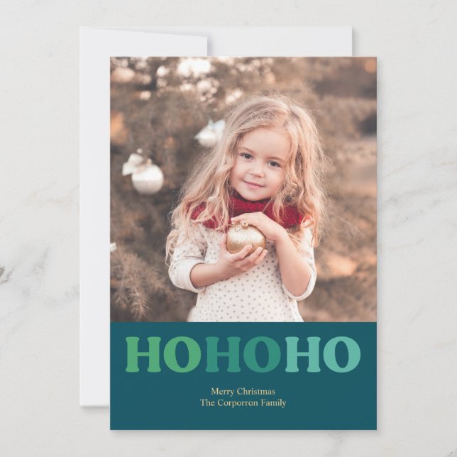 Simple Modern Holiday | Green 2 Photo  Card (Front)