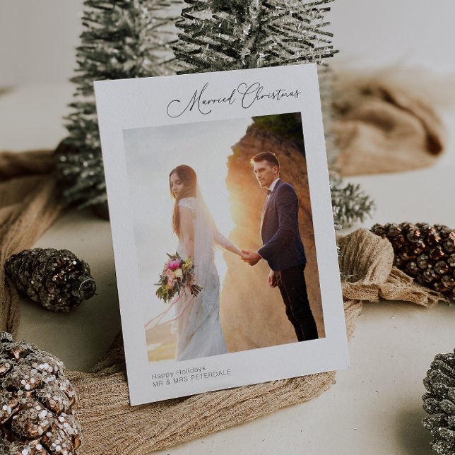 Simple modern holiday wedding announcement card (Creator Uploaded)
