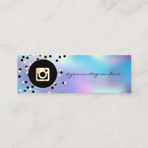 Simple Modern Holographic Instagram Social Media Mini Business Card