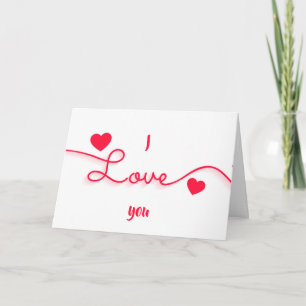 Simple Modern I love You Hearts  Holiday Card