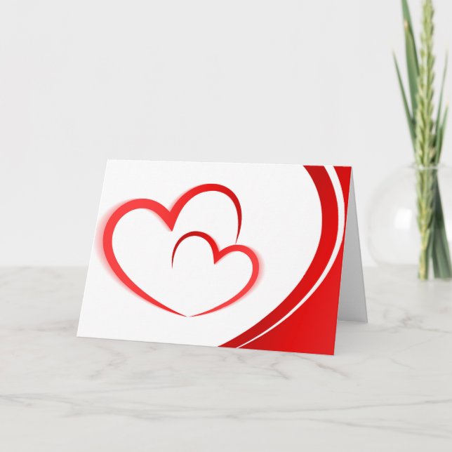 Simple Modern I love You Hearts  Holiday Card (Front)