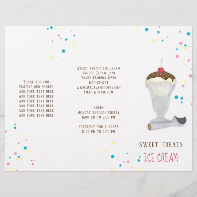 Simple Modern Ice Cream Sprinkles Minimalist Cute Flyer (Front)