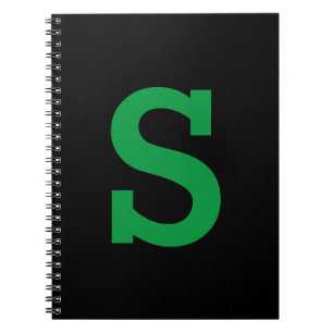 Simple Modern Initial Letter Green and Black Notebook