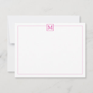 Simple Modern Initial Monogram Magenta Card