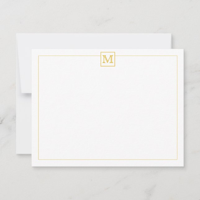 Simple Modern Initial Monogram Mustard Card (Front)