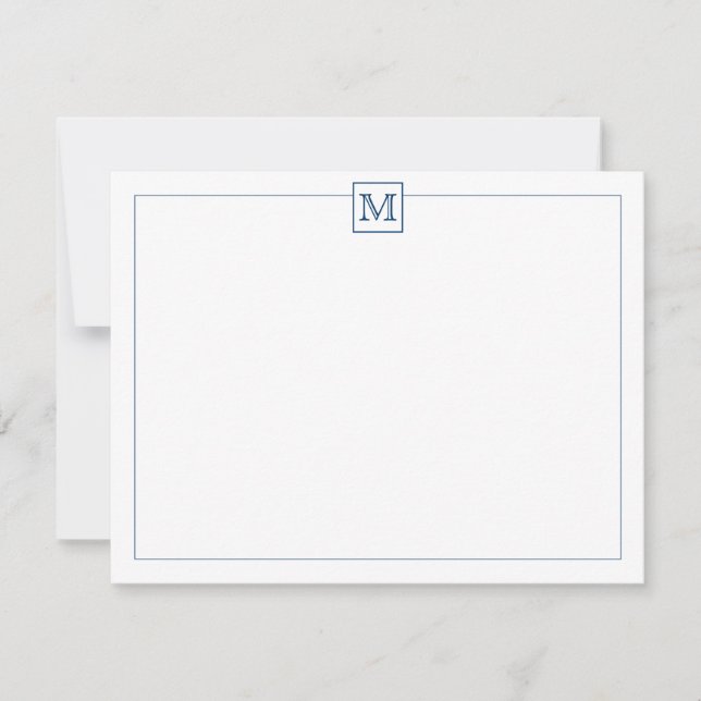 Simple Modern Initial Monogram Navy Blue Card (Front)