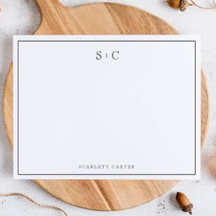 Simple Modern Initials Border Stationery Note Card