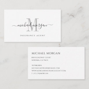 Simple Modern Insurance Agent Script Business Card