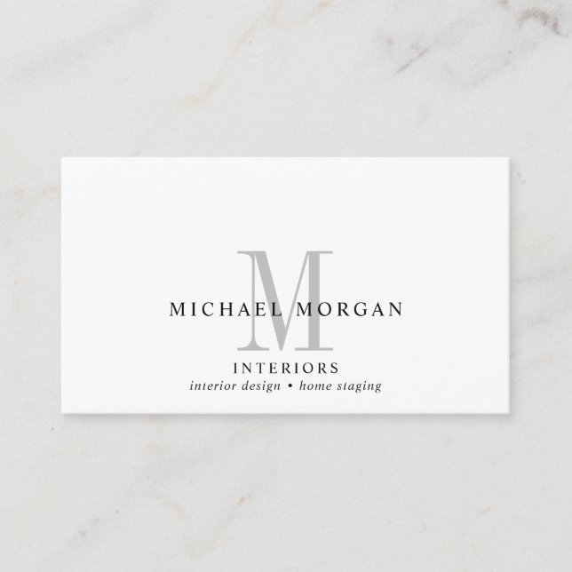 Simple Modern Interior Designer Monogram Business  Business Card (Front)