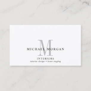 Simple Modern Interior Designer Monogram Business Card