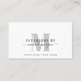 Simple Modern Interior Designer Script Business  Card