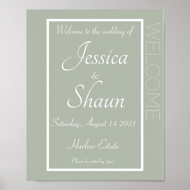 Simple Modern Invitation Sage Poster (Front)