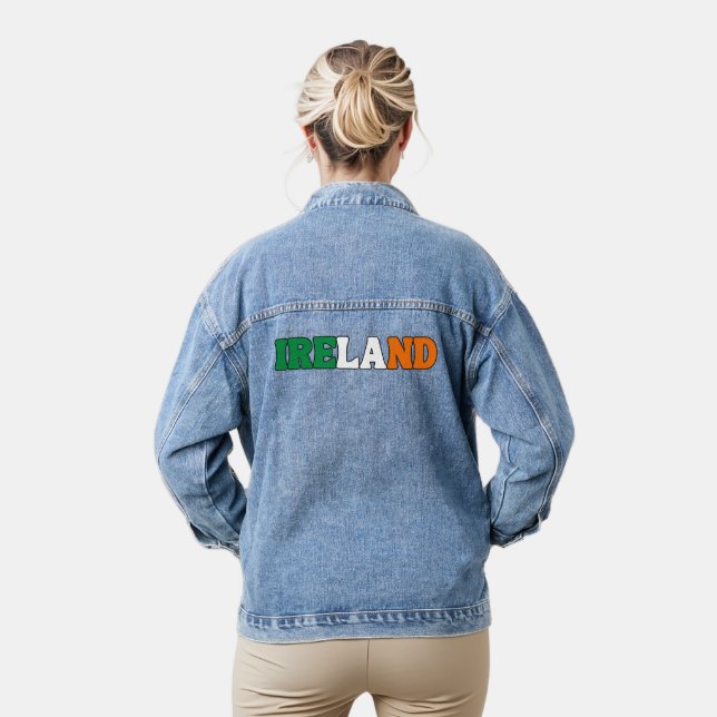 Simple Modern Ireland National Flag Apparel Denim Jacket (Model)