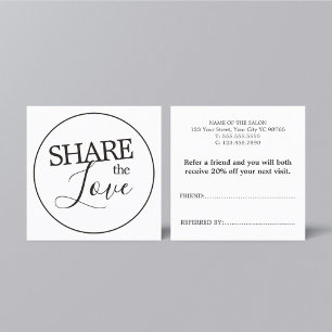 Simple Modern Ivory Black White Beauty Salon Referral Card