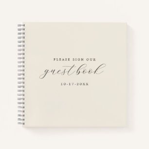Simple Modern Ivory Guest Book for Weddings