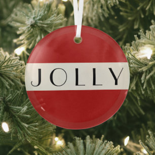 Simple Modern Jolly Christmas Holiday Red Glass Tree Decoration