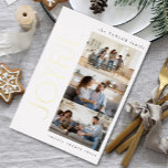 Simple Modern Joyful Family 3 Photo Christmas Gold<br><div class="desc">Let go of gimmicky holiday cards this year and opt for something more meaningful and memorable, to reflect your stylish spirit this holiday season. Featuring a stark, minimalist style, this black and white photo holiday card stands out thanks to its bold and beautiful modern typography in gold foil that's sure...</div>