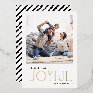 Simple Modern Joyful Family Photo Christmas Gold